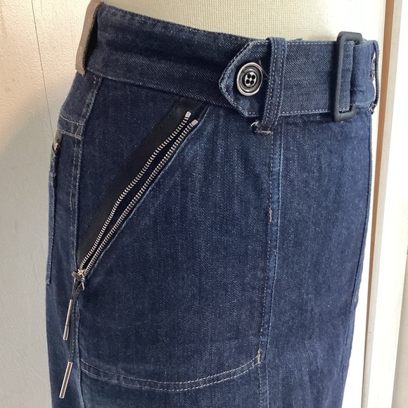 Sportmax Code By Max Mara Denim Y2K 90’s Boho Dark Blue Wash Skirt 10 see measur - Picture 2 of 10